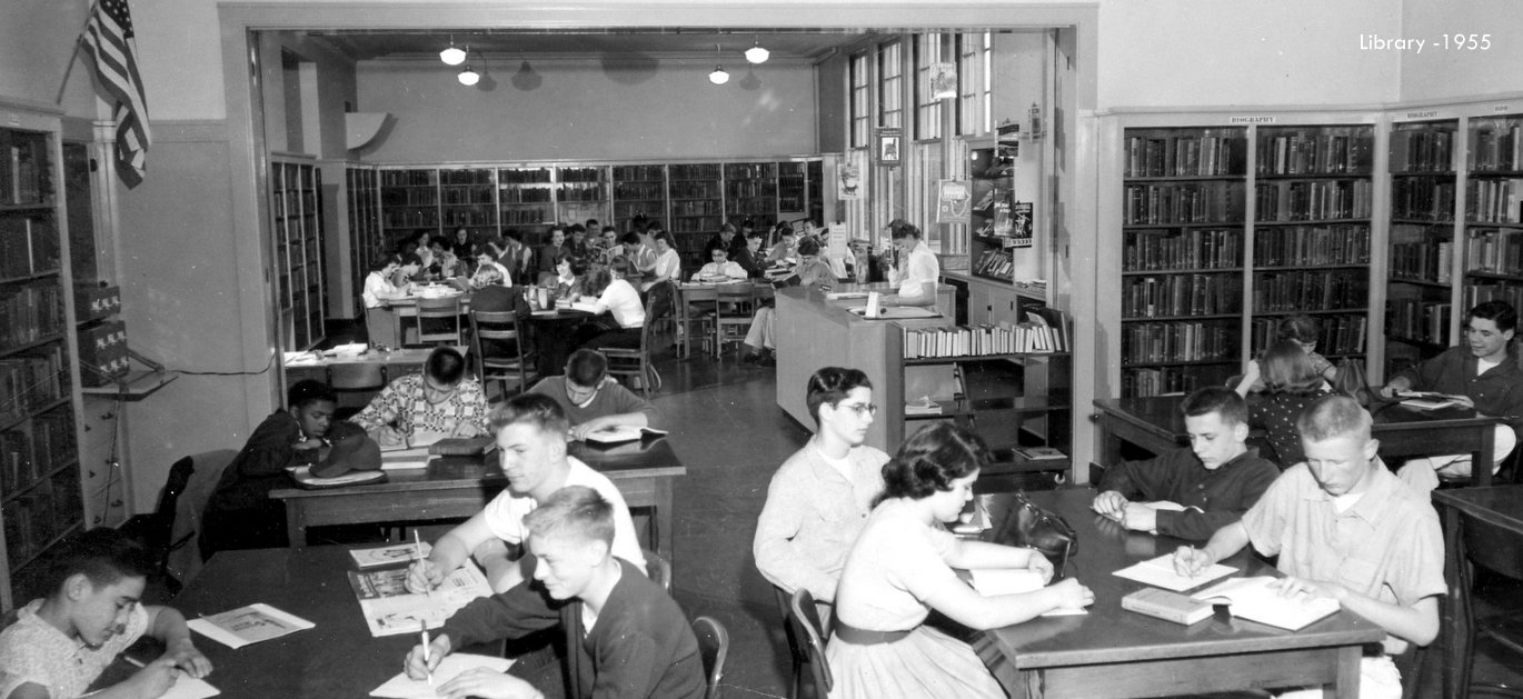 Washington high school library students 1955 historic photo Portland Oregon PDX