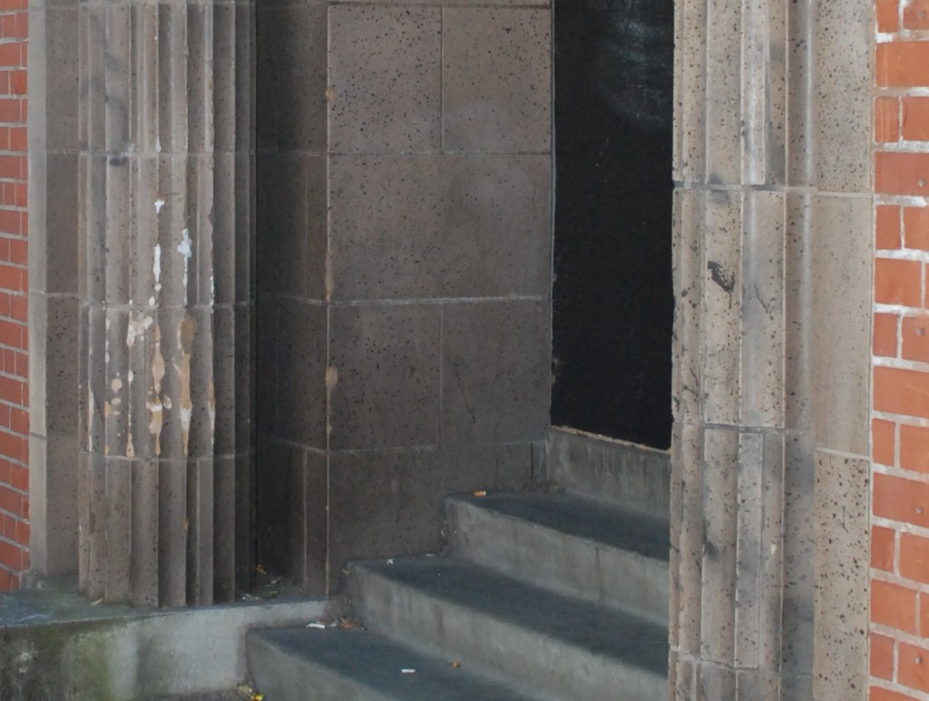 Photo of damaged terracotta at Washington High School in Portland, OR.